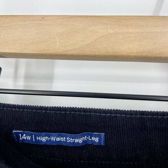 Talbots Pants Size 14 Womens Navy Corduroy Stretch High Waist Straight Leg Cords - Picture 4 of 8